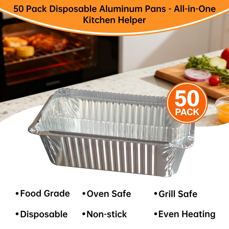 FUTINA 50 Pack 6.9" x 3.7" x 2.3" 1 LB Disposable Aluminum Premium Bread Tins, mini loaf pans with lids Used for baking bread, cakes, fruit pies, or refrigerated food - Image 5